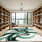 Emerald Green Abstract Flowing Waves Rug