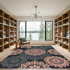 Coral And Gray Lace Medallion Medley Rug