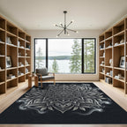 Ethereal Monochrome Smoke Mandala Infinity Rug