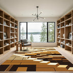 Brown Geometric Cubist Stairs Rug