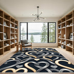 Metallic Silver and Gold Interlocking Hearts Rug