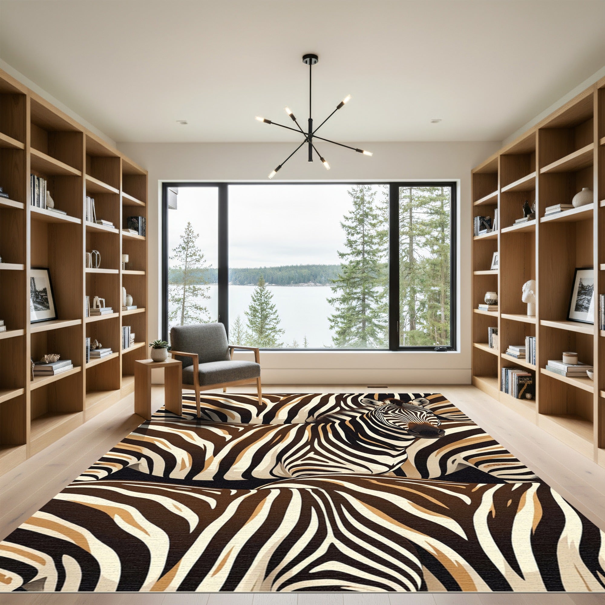 Bold Realistic Brown Zebra Stripe Rug