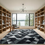Monochrome Geometric Triangle Mosaic Rug