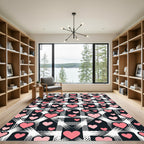 Pink Hearts on Plaid Checkered Backdrop Rug