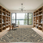 Earthy Brown Tribal Geometric Diamond Rug