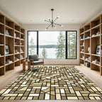 Modern Neutral Earth Geometric Tiled Accent Rug