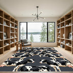 Graphic Black and White Cow Herd Rug