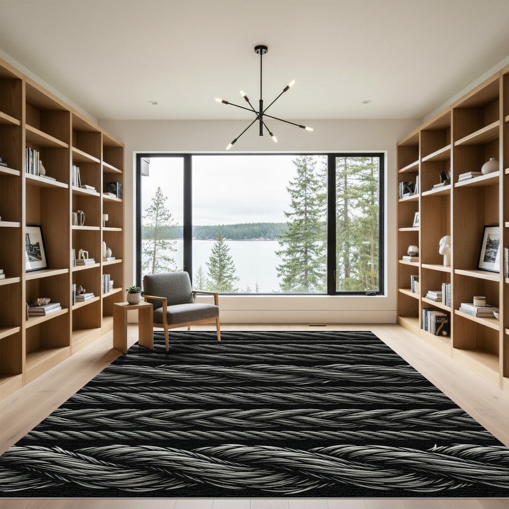 Monochromatic Braided Rope Lines Rug