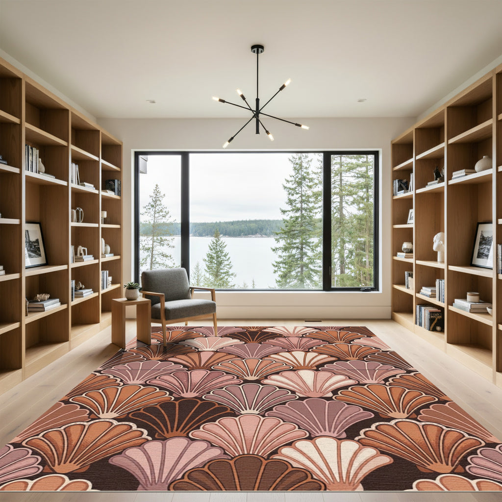 Terracotta Art Deco Scalloped Shell Rug