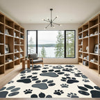 Whimsical Charcoal Animal Paw Track Rug