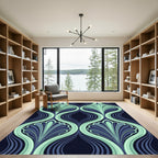 Art Deco Teal And Navy Fan Rug