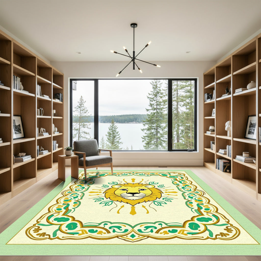 Golden Lion Regal Emblem Nature Rug