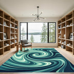Abstract Teal Swirl Wave Swirl Rug