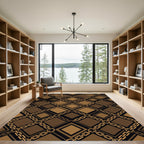Sophisticated Gold Chain Geometric Lattice Rug