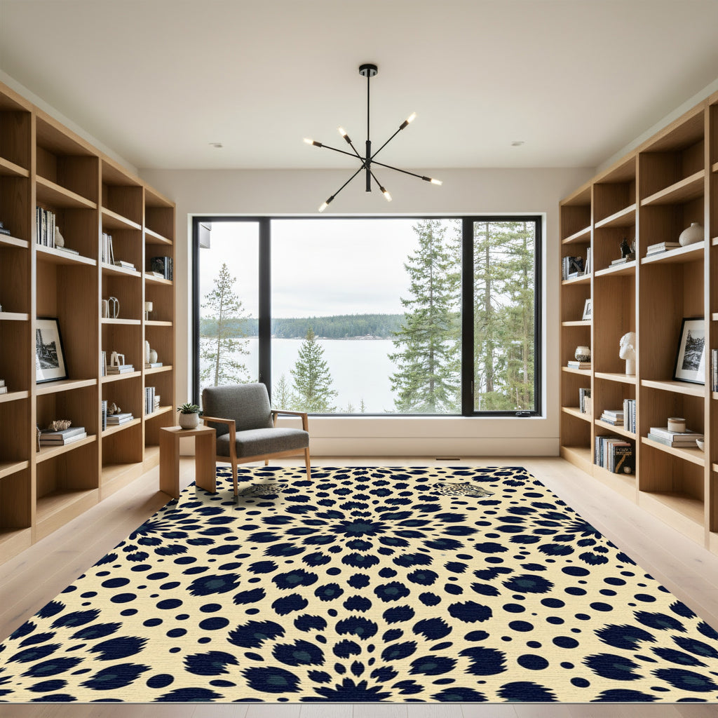 Golden Leopard Spot Mandala Rug
