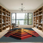 Golden Crimson Tiered Pyramid Steps Rug