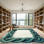 Coastal Green Braided Rope Frame Rug