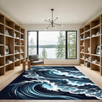Deep Blue Crashing Wave Composition Rug