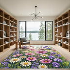 Soft Pastel Wildflower Meadow Garden Rug