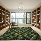 Mossy Forest Wood Lattice Weave Rug
