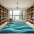 Modern Teal Abstract Ocean Flow Rug
