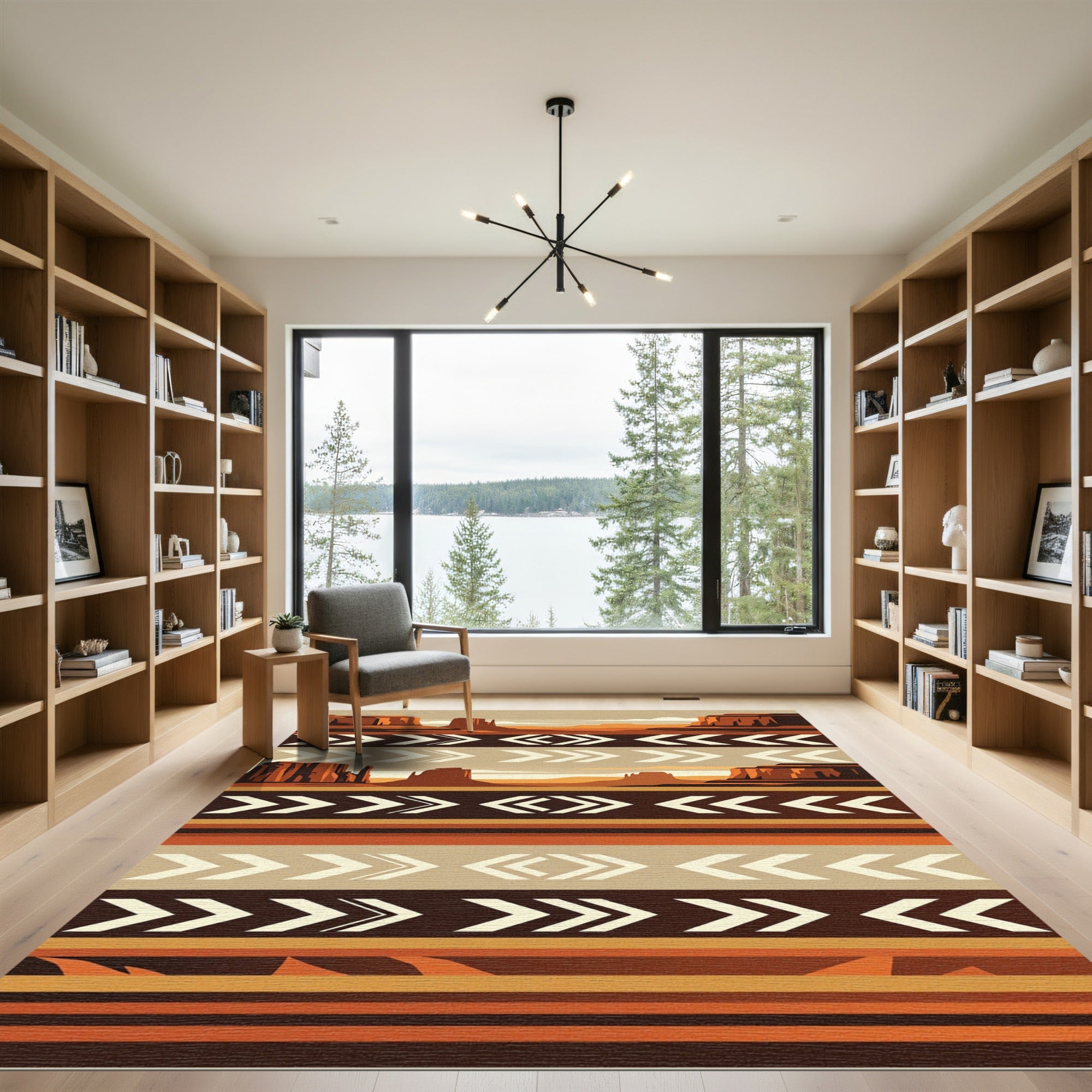 Southwestern Desert Mesa Terracotta Geometric Rug