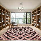Blush Pink Geometric Intersecting Grid Rug