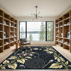 Celestial Moon Phase Floral Gold Rug