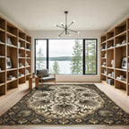 Antique Golden Palm Leaf Arabesque Rug