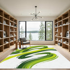 Dynamic Verdant Swirl Abstract Art Rug
