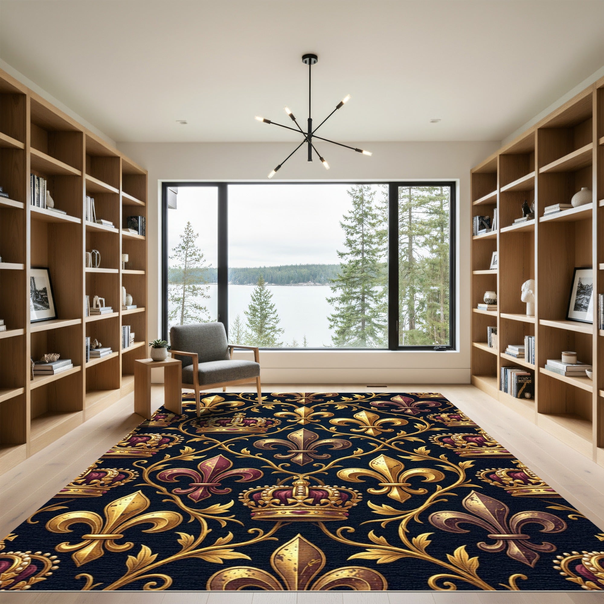 Royal Gold Fleur de Lis Crown Rug