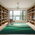 Serene Green Abstract Landscape Waves Rug