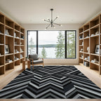 Monochromatic Geometric Chevron Angles Rug