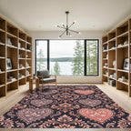 Damask Heart Floral Rococo Dusty Rose Rug