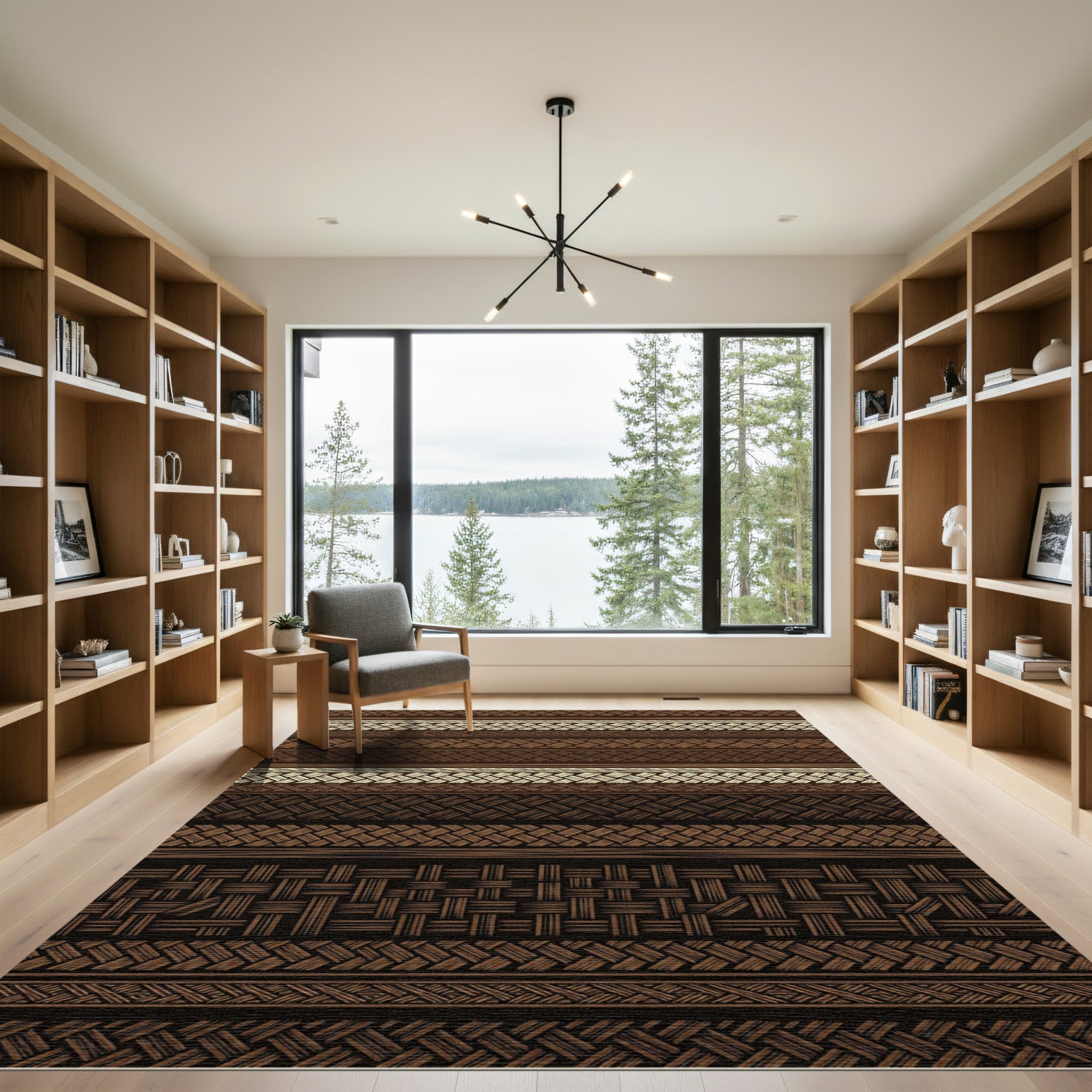 Earthy Braided Stripes Texture Rug