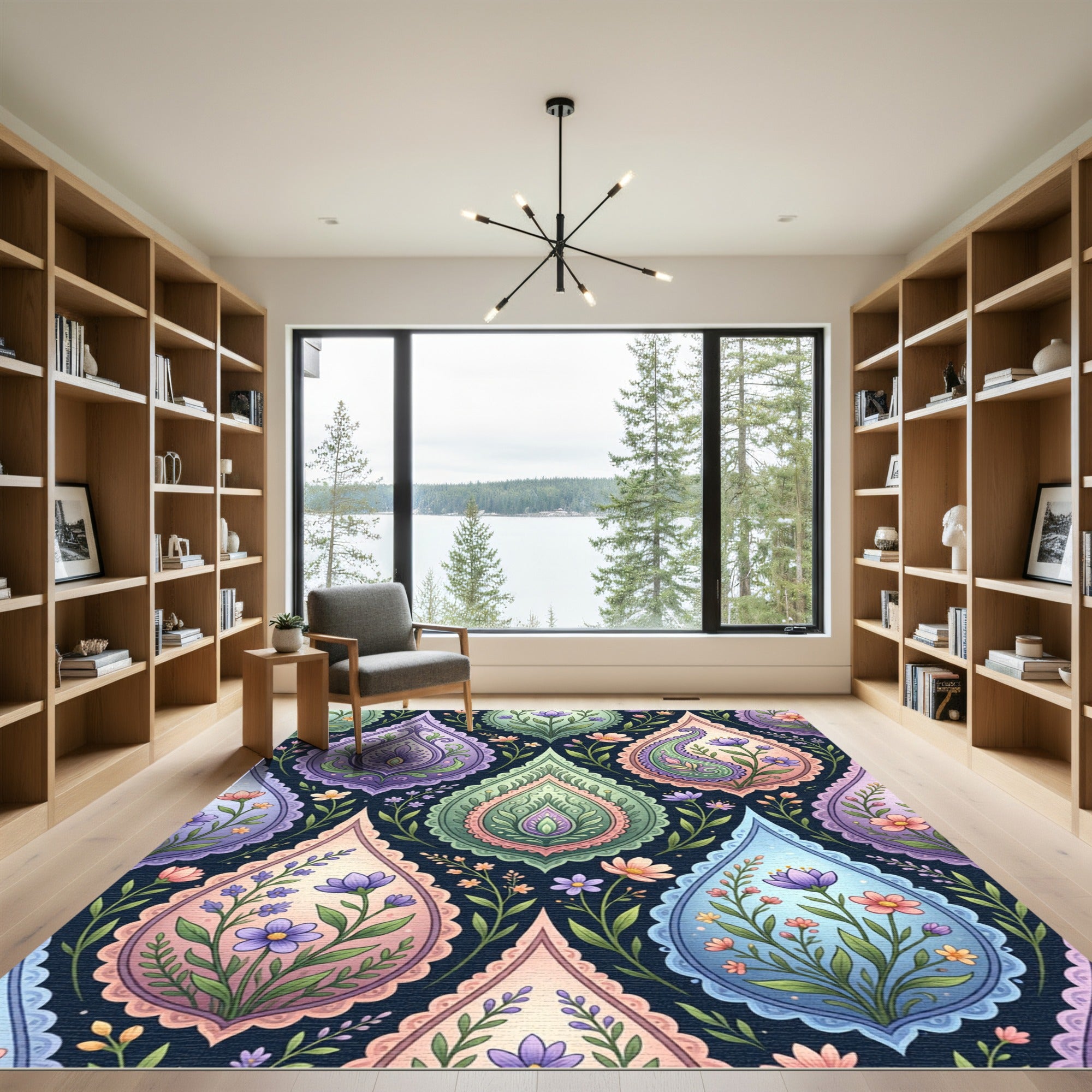 Whimsical Floral Paisley Teardrop Tapestry Rug