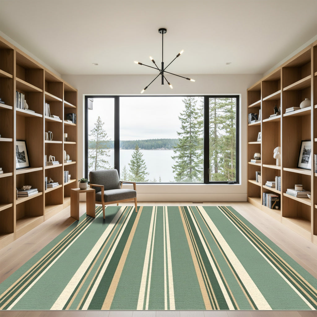 Sage Green Multi Stripe Rug
