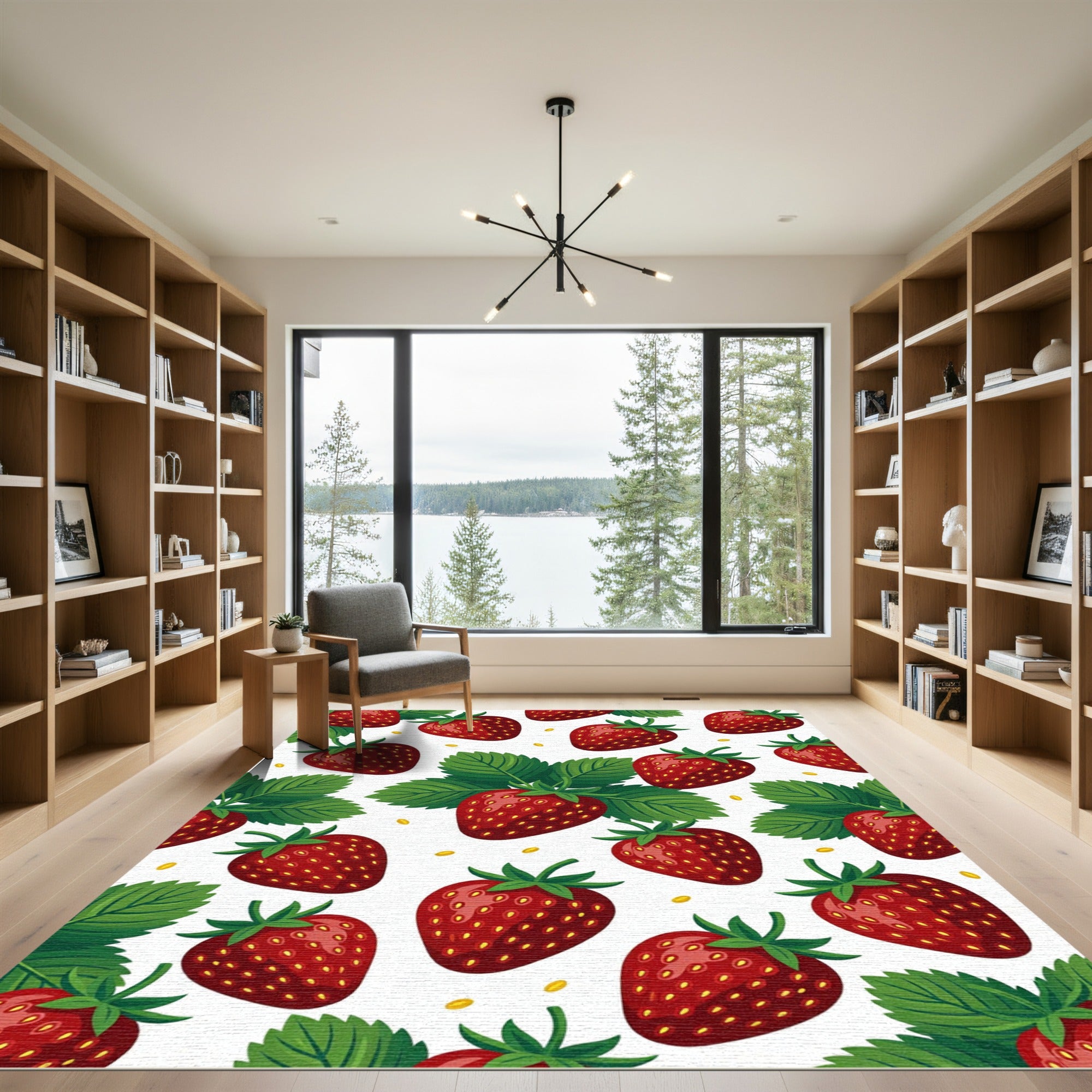 Vibrant Red Strawberry Garden Fruit Rug