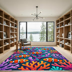 Vibrant Clownfish Coral Reef Art Rug