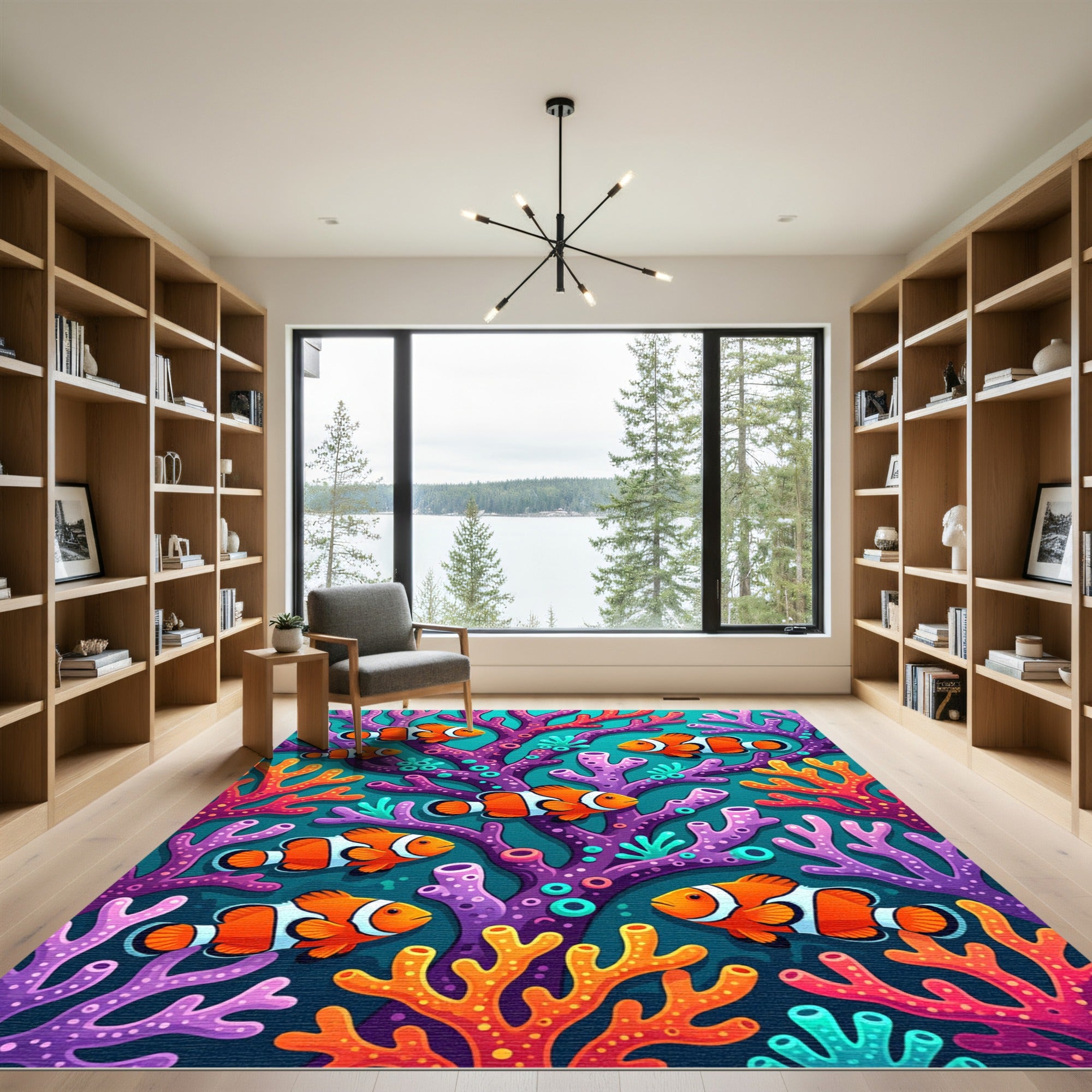 Vibrant Clownfish Coral Reef Art Rug