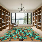 Lush Mint Foliage Trellis Ivy Rug