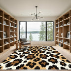 Bold Beige and Black Leopard Spot Rug