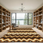 Earthy Chevron Geometric Bronze Abstract Rug