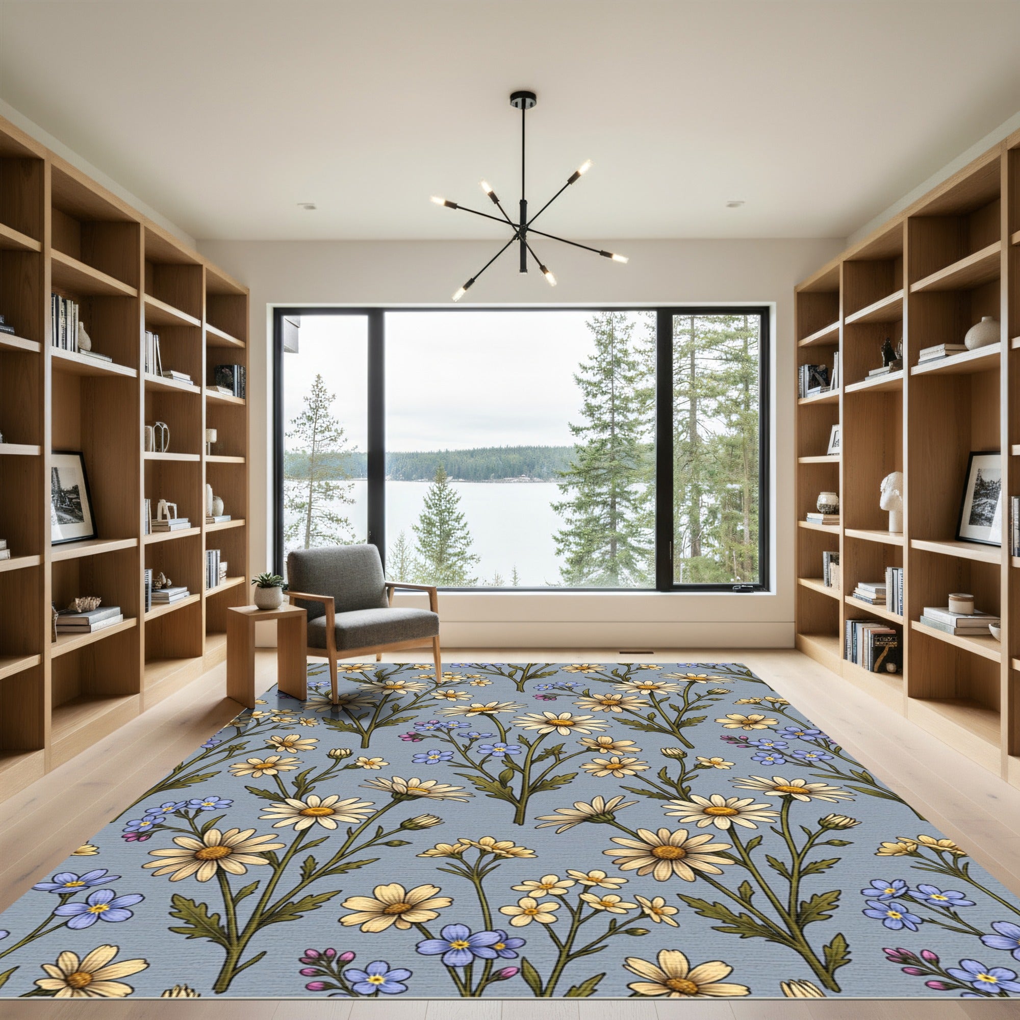 Pastel Field Daisy Floral Tapestry Rug
