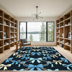 Elegant Blue Ribbon Bow Garland Rug