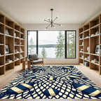 Nautical Buoy and Navy Net Grid Rug