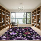 Celestial Orchid Pomegranate Purple Floral Medallion Rug
