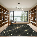 Golden Starry Night Constellation Rug