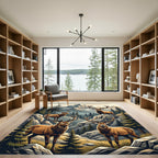 Majestic Elk Mountain Alpine Landscape Rug
