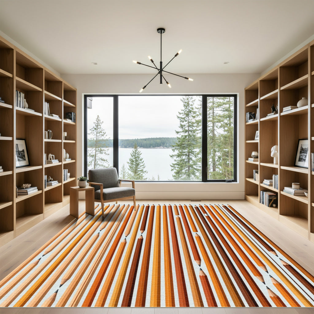 Gradient Pencils Abstract Vertical Arrangement Rug